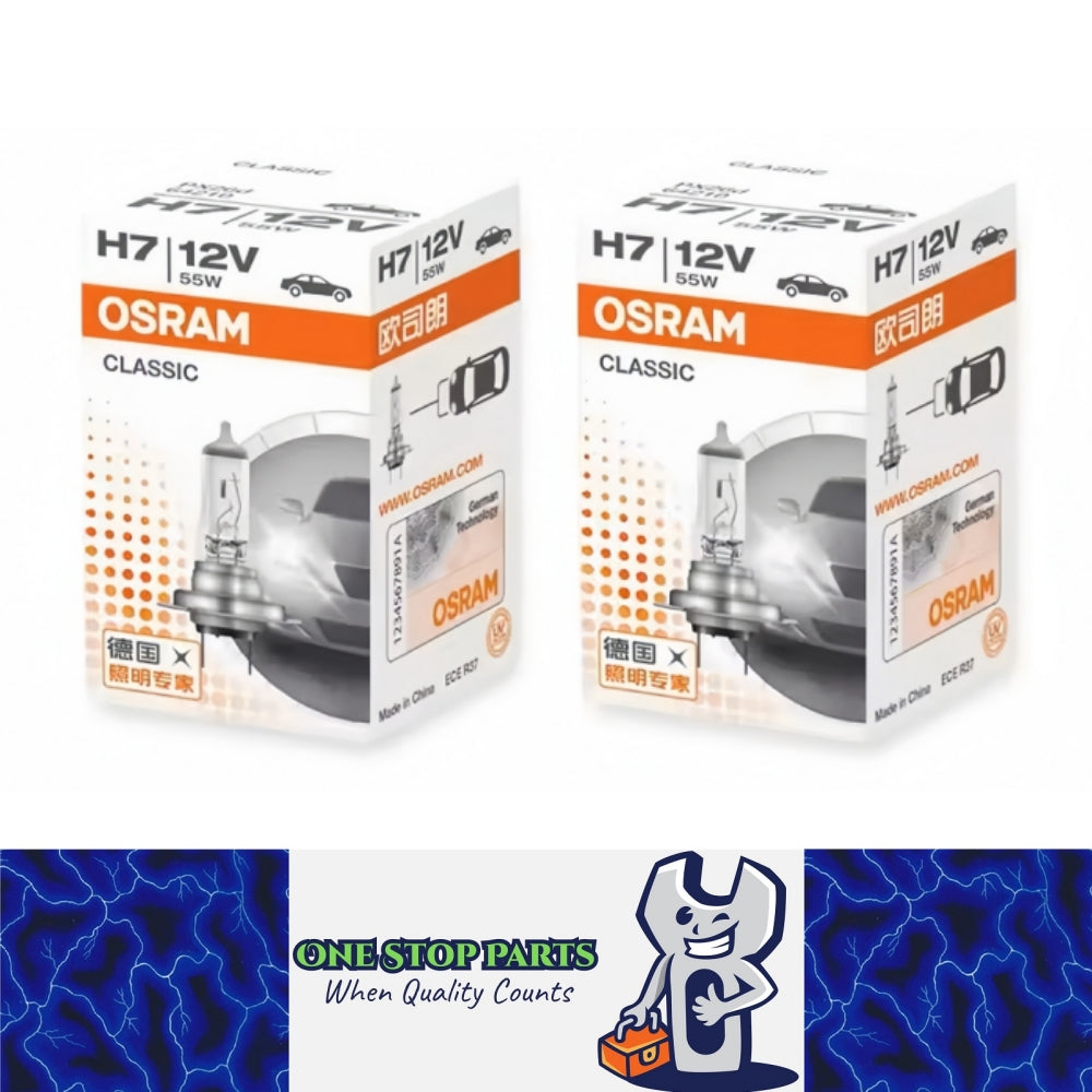 2 x Osram H7 12V 55W Halogen Headlight Bulbs 64210 3200K Car Headlamp Globes