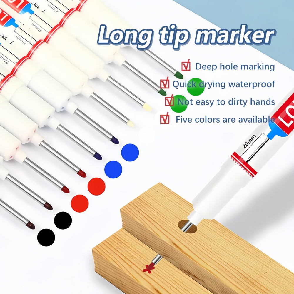 8pcs Mix 20mm Deep Hole Marker Pens 2xBlue/Green/Red/Black Long Tip Nib Markers