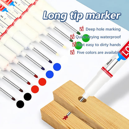 8pcs Mix 20mm Deep Hole Marker Pens 2xBlue/Green/Red/Black Long Tip Nib Markers