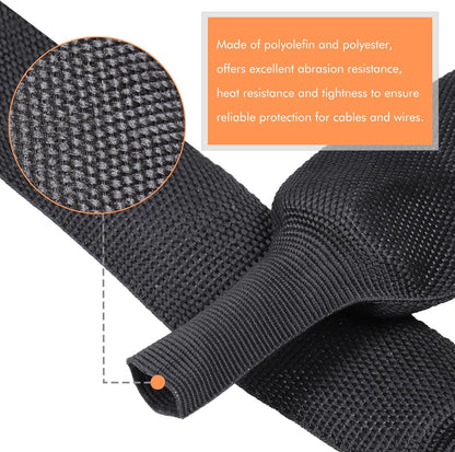 1M x 60mm 2:1 Black Heat Shrink Braided Sleeve Shrink 60mm to 30mm heat shrink