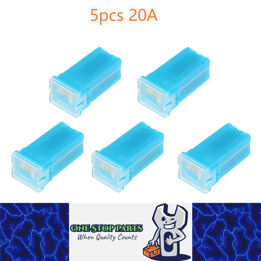 5 x 20Amp Light Blue Small Slow Blow Fuse Block 10mmx12mm x 27mm High 20A Fuse