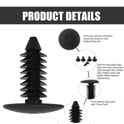 100 x 9mm Mixed Plastic Body Rivets Fasteners Suits 8mm Hole with 20mm Head
