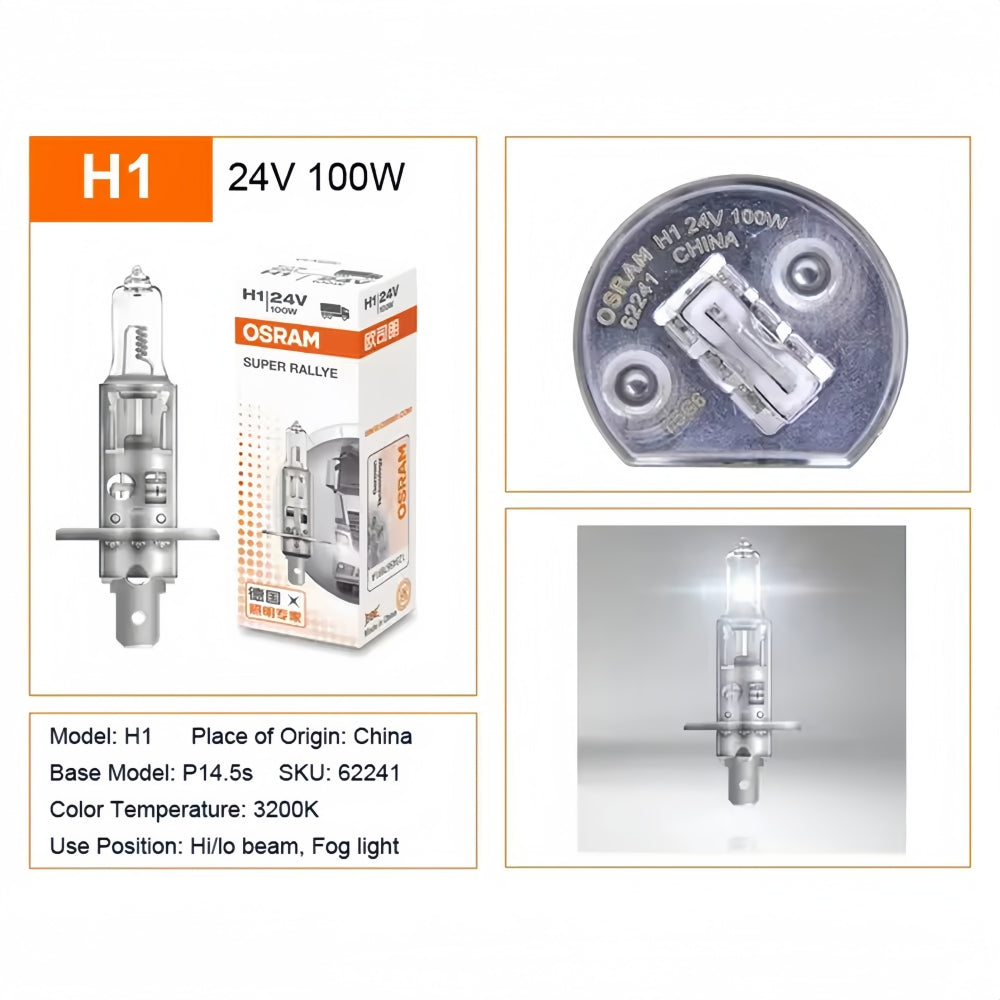 8x Osram 24V H1 100W Halogen Clear Globe 3200K Truck Original Headlight Fog Lamp