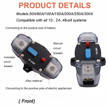 Heavy Duty 12v-48v 60A Inline Circuit Breaker Manual Reset for 4wd Caravan Boat