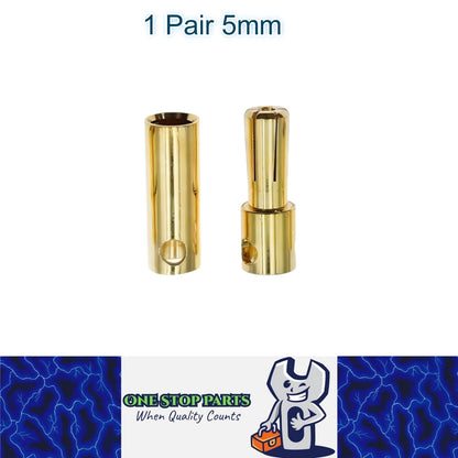 1 Pair 5mm Bullet Connectors Banana Plugs Male Female for RC Battery ESC Motor