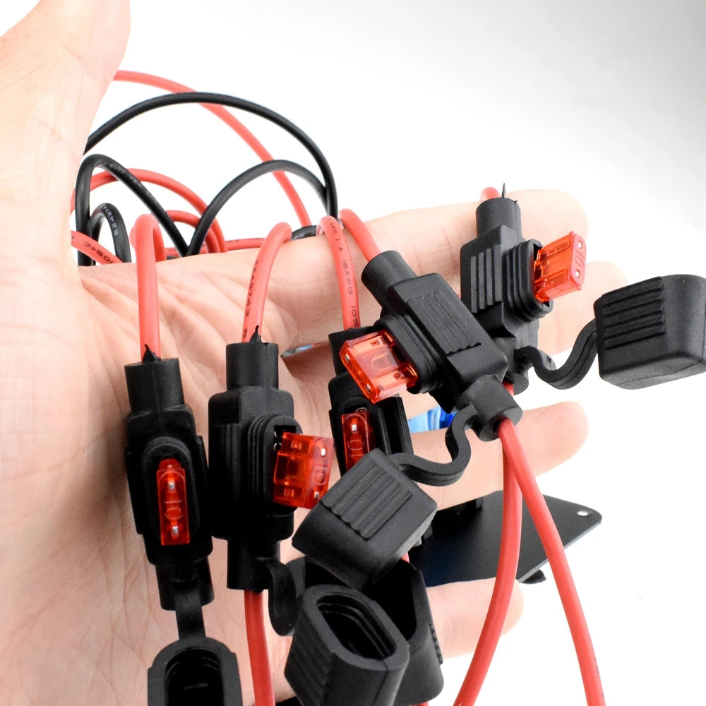 12-24V Red 5 Switch Panel Volt USB Port 12V Outlet Combination Marine LED Rocker