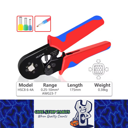 Ferrule Crimping Plier Hexagonal Ratchet Jaw Wire Plier AWG23-7 (0.25-10mm²)