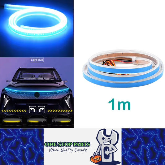 1m Blue LED Hood Strip Light Start Scan Dynamic DRL with Yellow Turn Signal Lamp