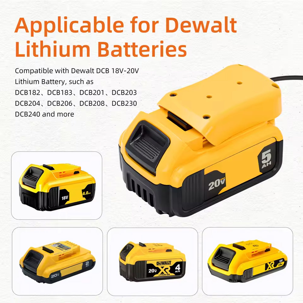 1 x 1M Starlink Mini DC Power Cable to Dewalt 18V-20V Battery Adapter