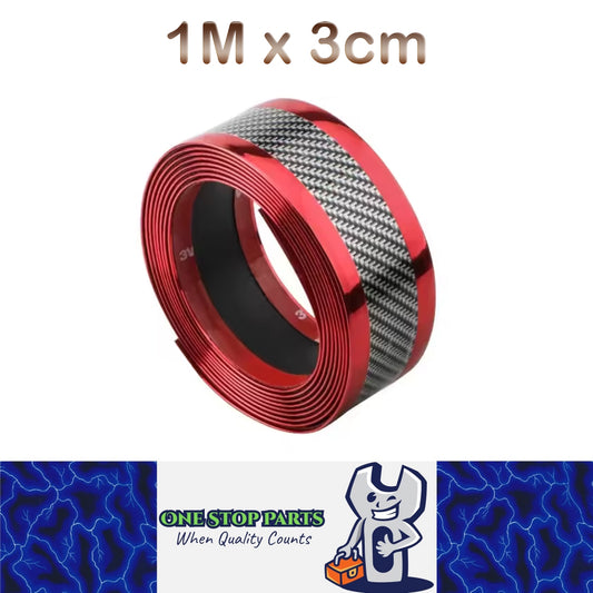 1m x3cm Red Carbon Fiber Car Door Sill Protector Tape Anti Scratch Strip Sticker