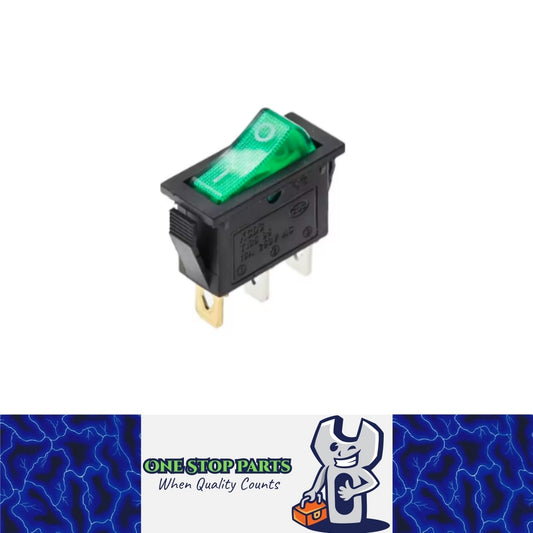 1 x Green Rocker Switch 31x14mm ON/OFF 3 Pin SPST KCD3 Switch Green LED Light