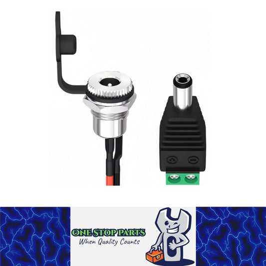1 Pair 5.5x2.1MM Pre-Wired Female DC Power Jack Panel Mount & Male DC Connector