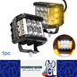 1pc 96x74mm LED Work Light Front White Spot Light & Dual Side Amber Strobe Lamp