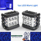 1pc 96x74mm LED Work Light Front White Spot Light & Dual Side Blue Strobe Lamp