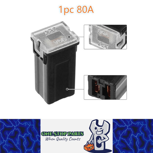 1 x 80Amp Black Small Slow Blow Fuse Block 10mmx12mm x 27mm High 80A Fuse (1pc)1