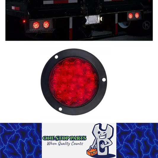 1 x Red LED Rear Light Round 136mm 12-24V Stop/Tail Lamp Caravan Trailer Truck