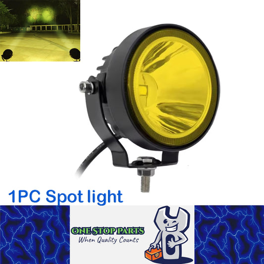 1 x Yellow LED Work Light Round Lamp 60W 98mm 12V-24V Spot Beam LED Spotlight