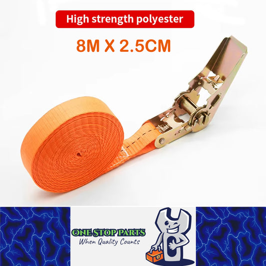 8M x 2.5CM Heavy Duty Ratchet Strap Cargo Luggage Tie Down Ratchet Rope Strap