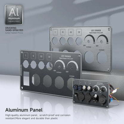 Switch Panel LED Dimmer Switch PD+QC3.0 USB Charger Voltmeter and Power Socket