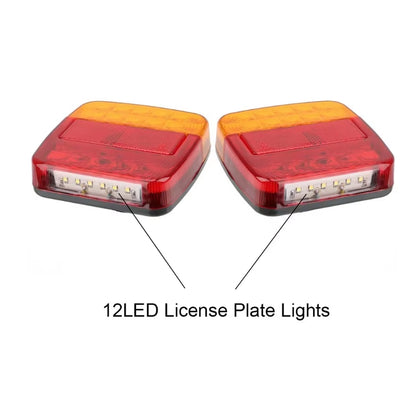 2x 12V LED Trailer Light Stop Tail Indicator Number Plate Light Combo Truck Lamp