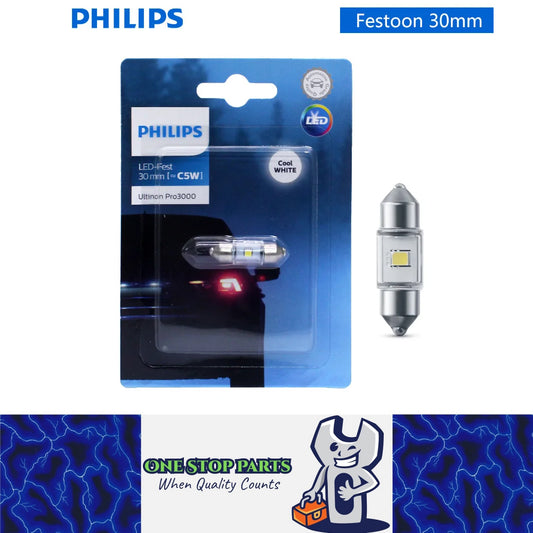 1 x Philips 30mm LED Festoon C5W 12V 6000K White Ultinon Philips 30mm Festoon
