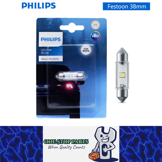 1 x Philips 38mm LED Festoon C5W 12V 6000K White Ultinon Philips 38mm Festoon