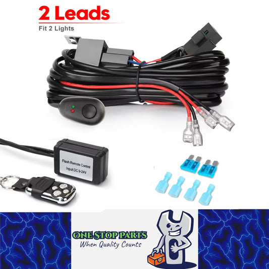 3M 12V 40A Wiring Harness Kit with Remote Control for 2pcs LED Work Light bars