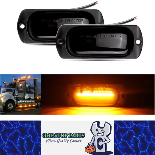 2 x Amber LED Side Marker Lamps 88x35mm 12V-24V 12LEDs Side Marker Signal Lights