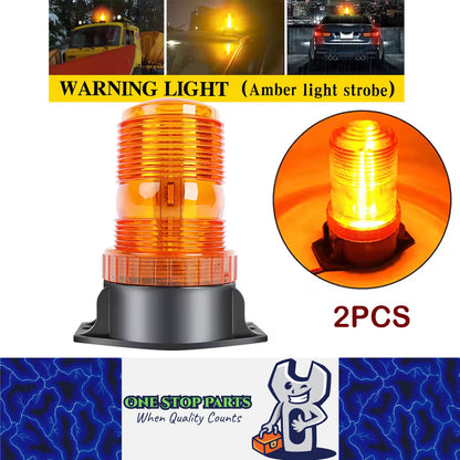 2x Amber LED Emergency Strobe Light 100x130mm Roof Flashing Beacon Warning Light