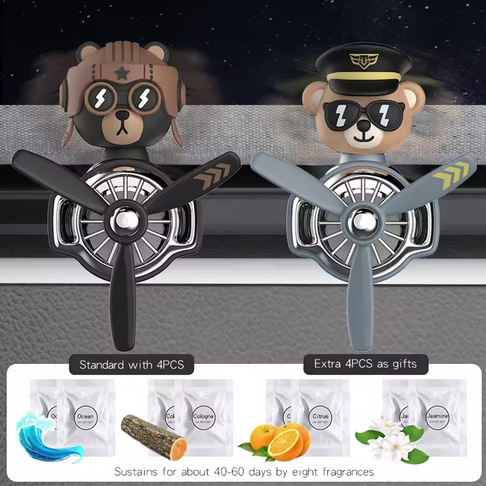Cute Bear Car Perfume Diffuser Rotating Pilot Aroma Air Freshener Odour Remover