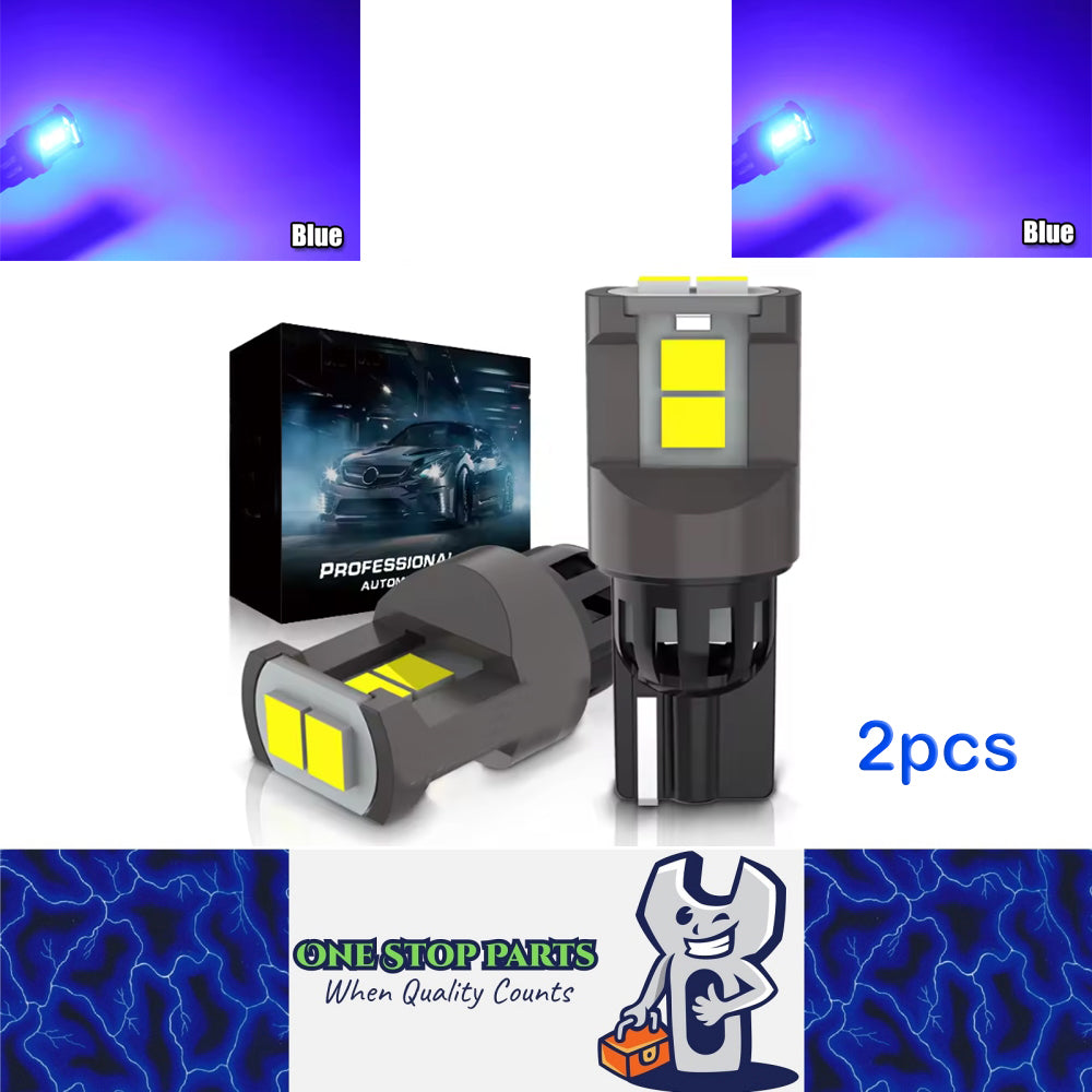 2pcs T10 Blue Ultra Bright 6SMD 3080 Canbus LED Bulbs 194 W5W T10 LED Globes