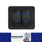 2 Gang Rocker Switch Panel Blue LED Light Bar Switch and Rear Lights Switch