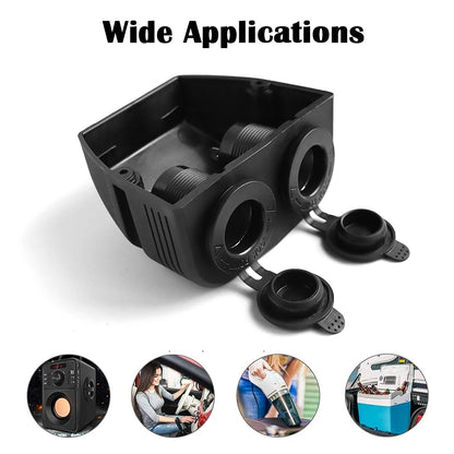 2 Hole 12/24V Dual Outlet Car Cigarette Lighter Socket Tent Panel Car Boat RV