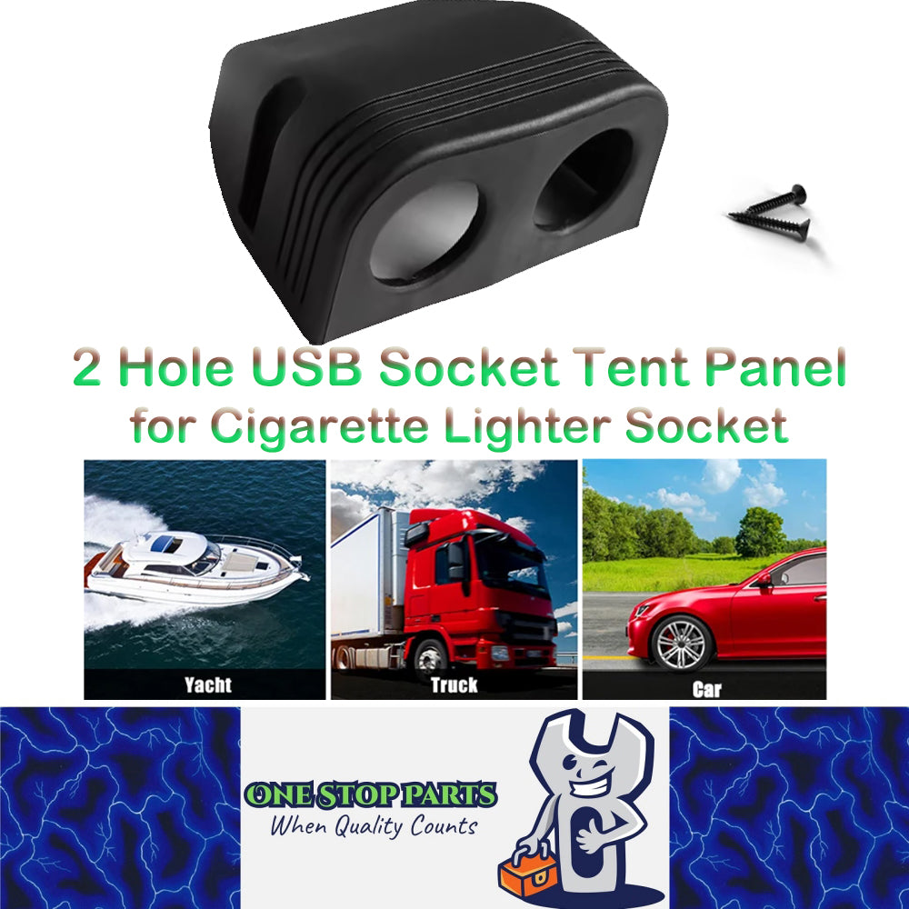 2 Holes USB Socket Tent Panel USB Outlet Tent Panel for Cigarette Lighter Socket