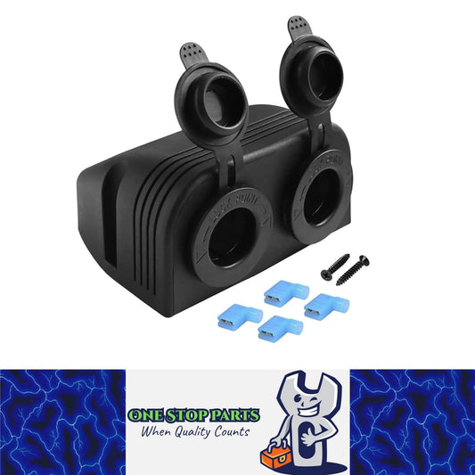 2 Hole 12/24V Dual Outlet Car Cigarette Lighter Socket Tent Panel Car Boat RV