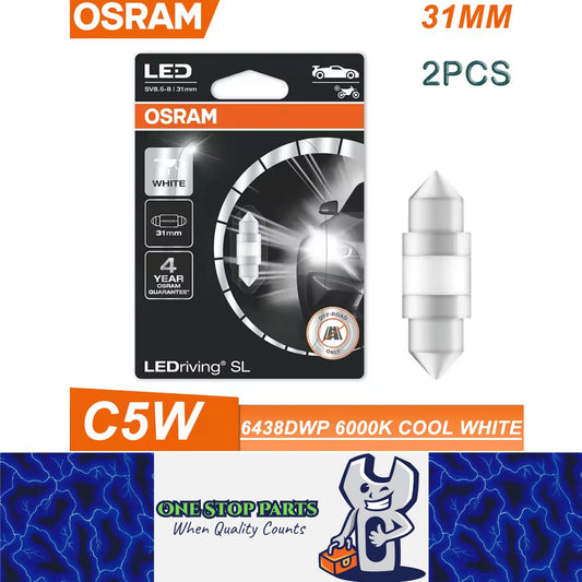2 x OSRAM C5W LED Festoon 31mm 12V 6000K White LEDriving SL Osram 31mm Festoon
