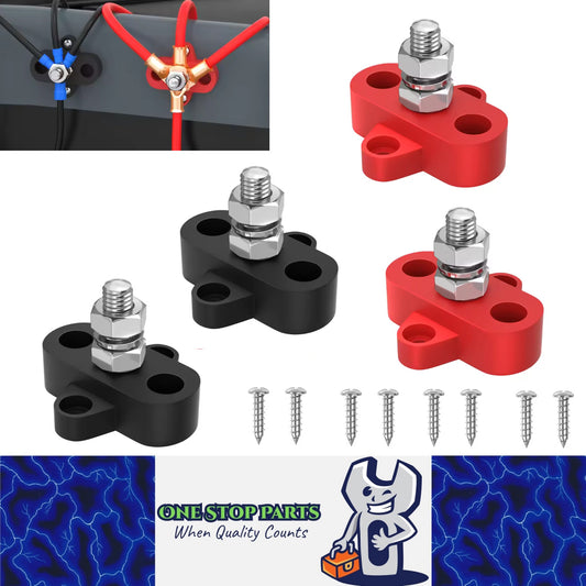 2 Pairs M8 Terminal Block Studs 12-48V 250A Junction Power Distribution Block