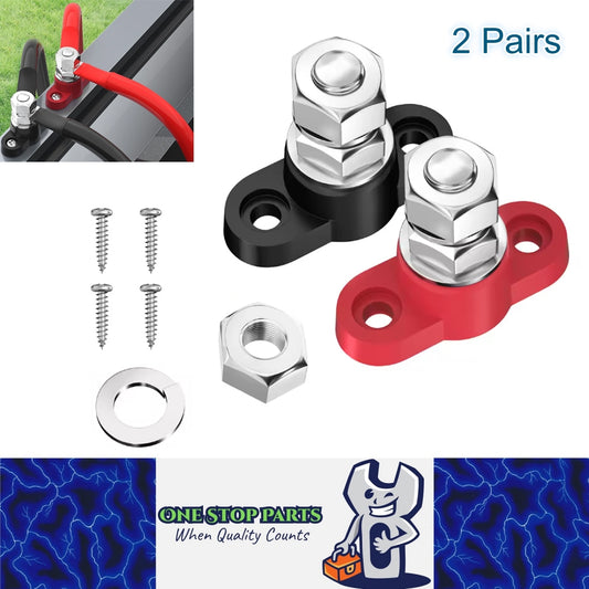2 Pairs M10 Terminal Block Stud 12-48V 250A Junction Power Distribution Block