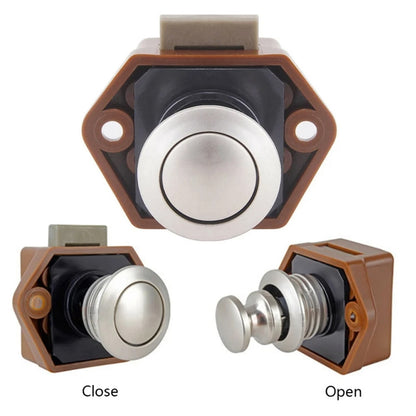 Brown 20mm Push Lock Catch Door Knob RV Caravan Cabinet Latch Button Lock