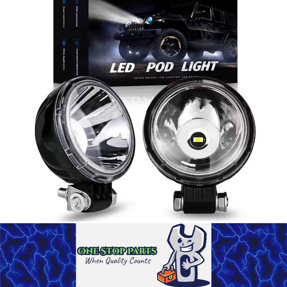 2 x White LED Work Lights Round Lamps 82mm 12V-24V Spot Beam LED Spotlights