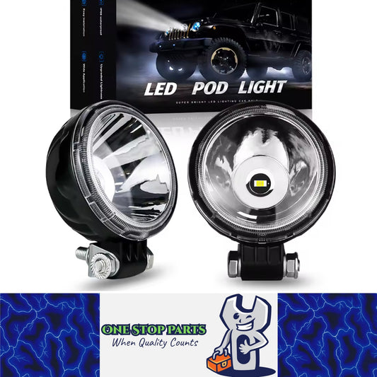 2 x White LED Work Lights Round Lamps 82mm 12V-24V Spot Beam LED Spotlights