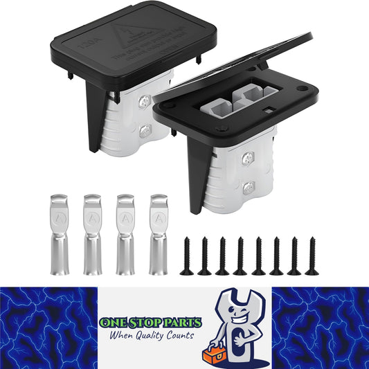 2 x 120A Grey Anderson style Plugs Include Flush Mount Brackets and Covers