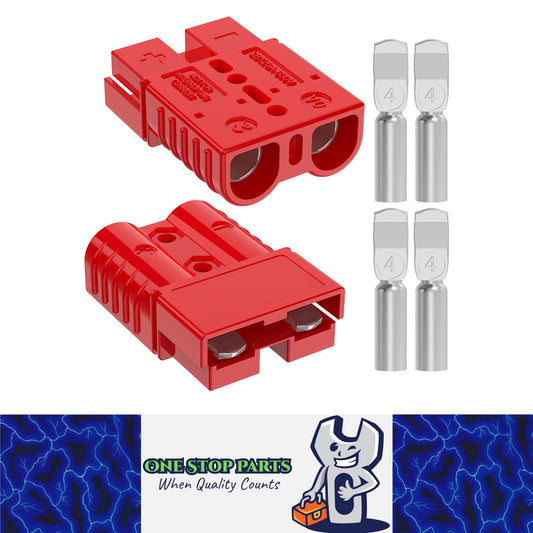 2 x 120A Red Anderson Socket Plug 2 Pin 120Amp Connector RV Truck Winch Marine