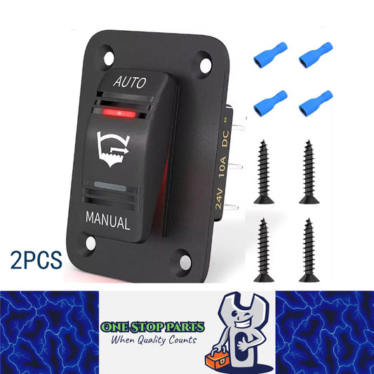 2 x 3 Way 20A Bilge Pump Rocker Switch Panel 12V 24V 4Pin SPDT Auto/Off/Manual