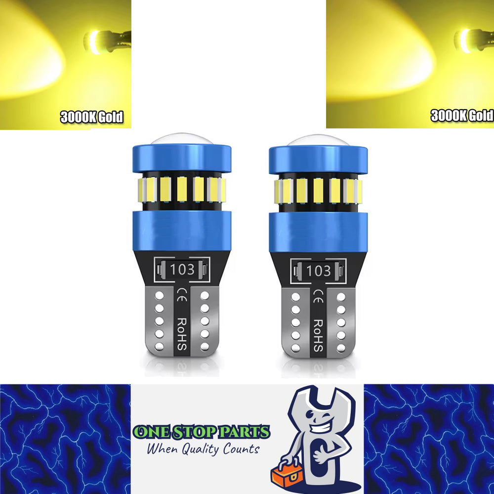 2pcs T10 3000K Gold 19SMD Canbus LED Bulbs Super Bright 194 W5W T10 LED Globes