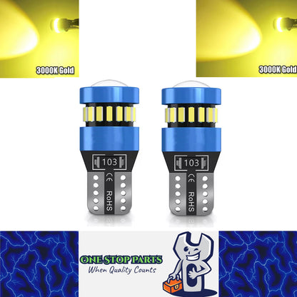 2pcs T10 3000K Gold 19SMD Canbus LED Bulbs Super Bright 194 W5W T10 LED Globes