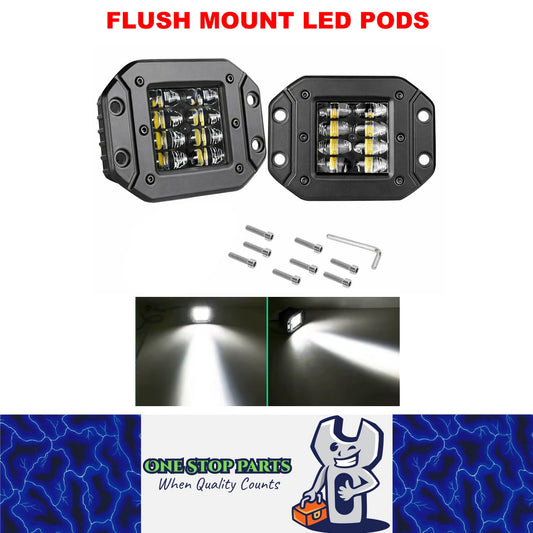 2 x 40W Flush Mount LED Work Light 120x89mm 12-24V 6000K Car 4wd LED Spotlight