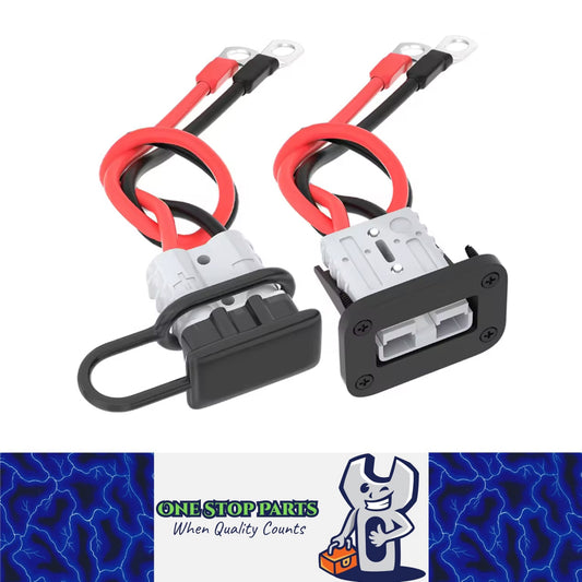 2 x 50amp Anderson Style Plugs With 40cm 8AWG Cable Mounting Bracket and Cover
