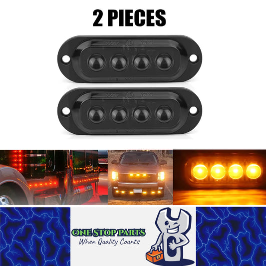 2 x Amber LED Side Marker Lamps 4LED 12V-24V Multivolt LED Side Marker Lamps