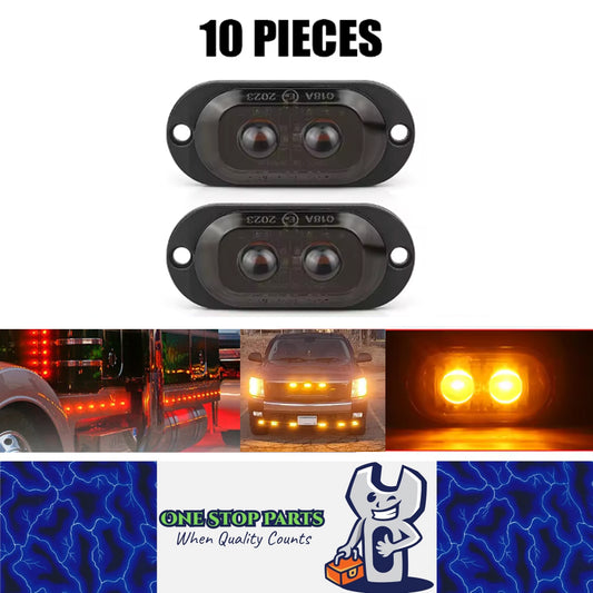 10 x Amber LED Side Marker Lamps 2LED 12V-24V Multivolt LED Side Marker Lamps